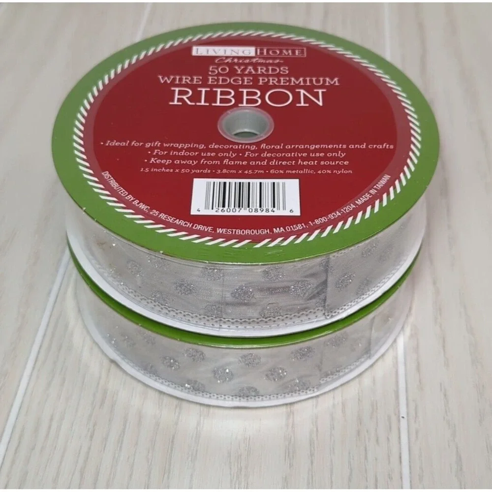 Living Home Christmas silver‎ wire edge 1.5